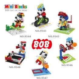 BOB Mini blocks Cartoon Snoopy series 9543-9548